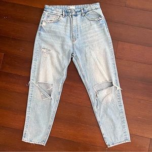Zara ripped straight leg denim